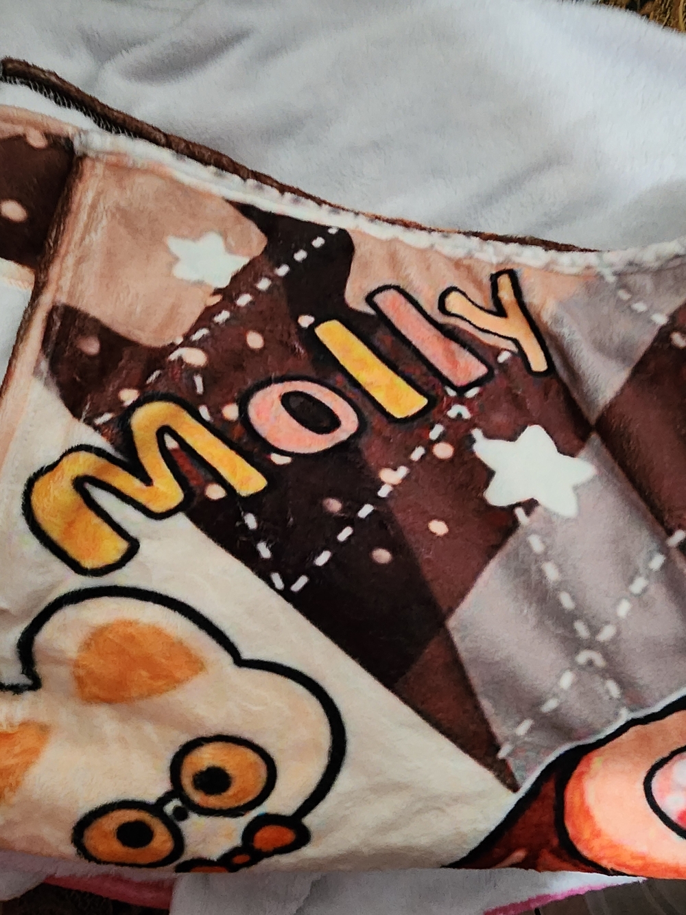 Molly Plush Baby Blanket - Brown & Cream